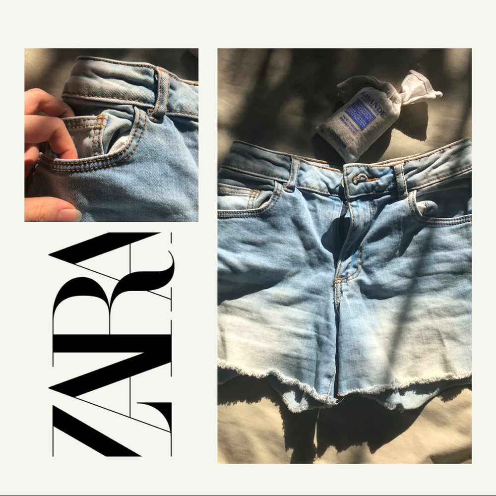 zara girls raw hem denim shorts